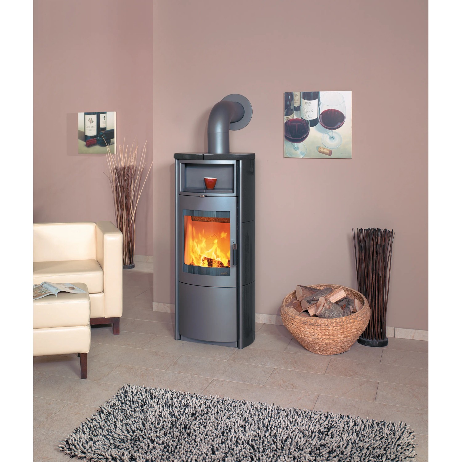 Hark Dauerbrand Kaminofen Nika ECOplus, Kachel Schwarz, 5 kW, mit Automatik, Energieeffizienzklasse A+