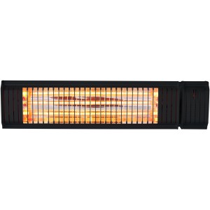 Schwarzer VASNER Appino 20 Bluetooth Infrarot-Heizstrahler mit Schutzgitter.