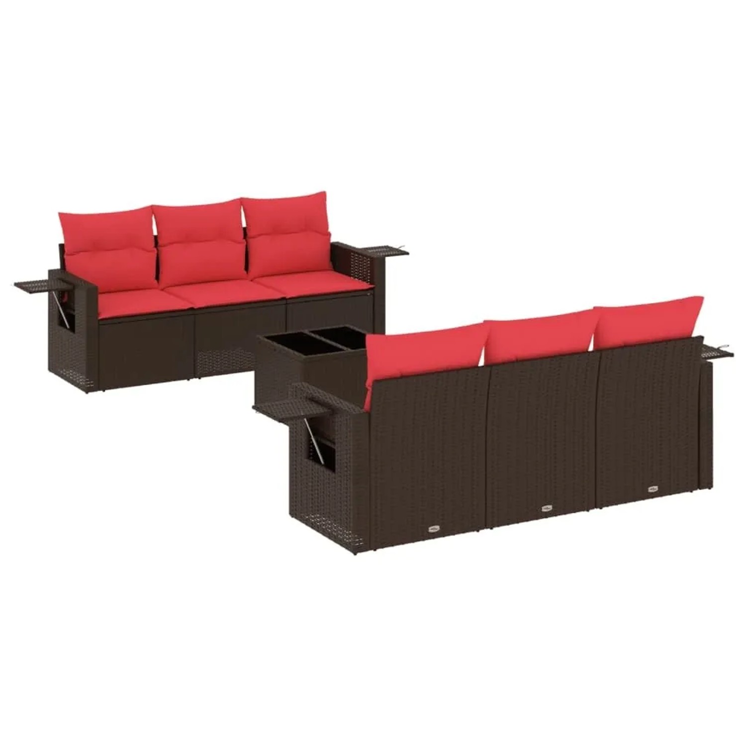 vidaXL 7-Tlg Gartensofa-Set mit Kissen Braun Polyrattan 3219913 günstig online kaufen
