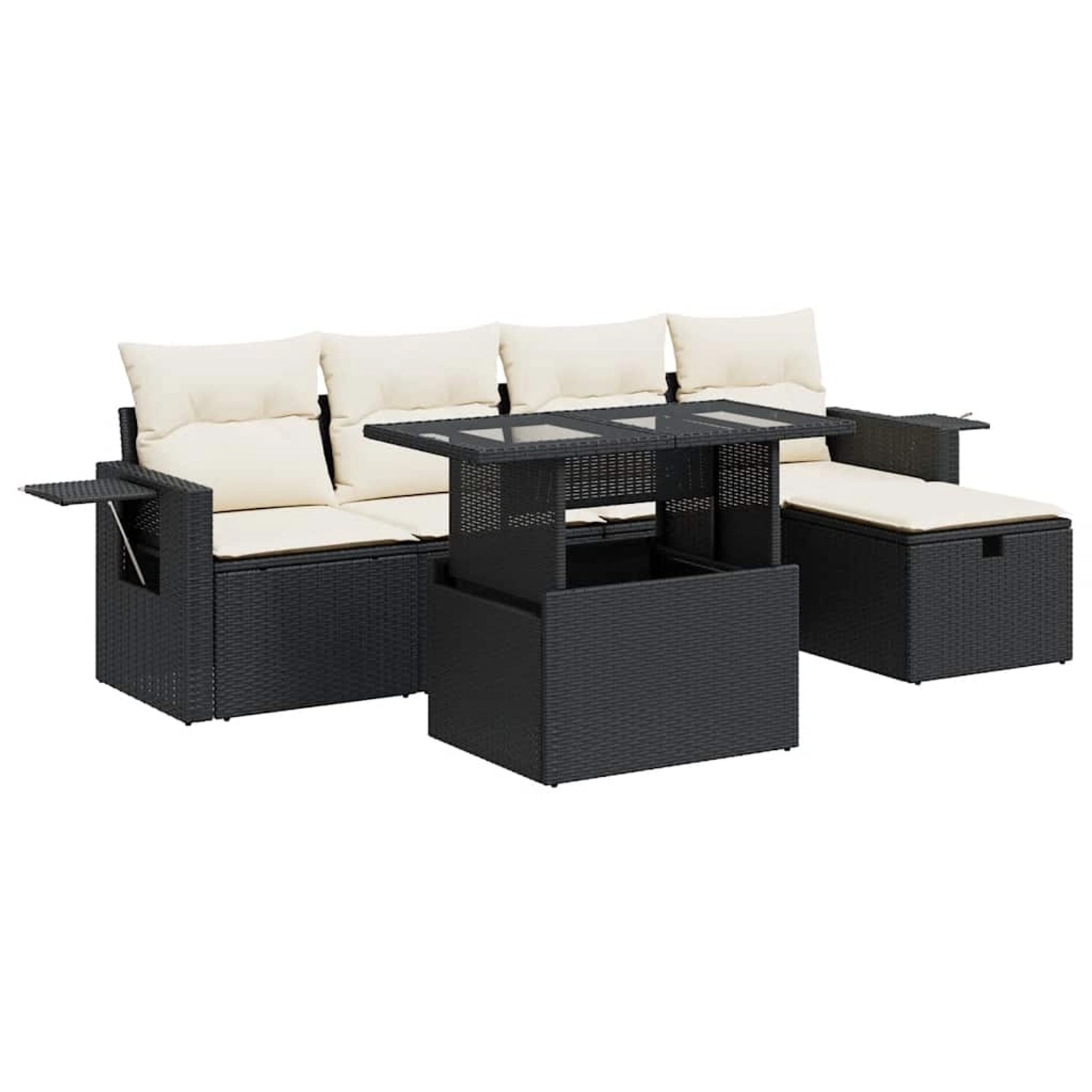 vidaXL 6-Tlg Garten-Sofagarnitur mit Kissen Schwarz Poly Rattan 3327846 günstig online kaufen