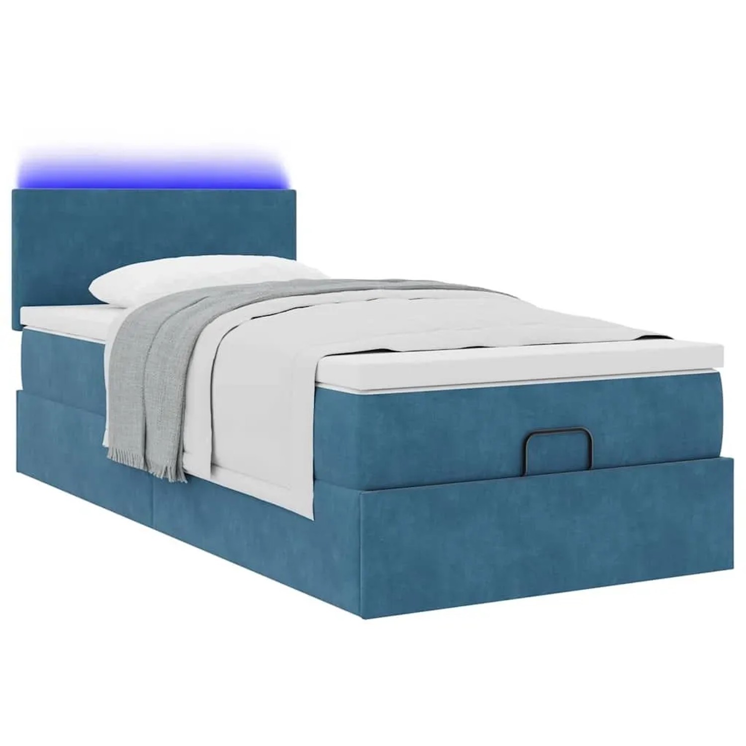 Thumbnail - vidaXL Ottoman-Bett mit Matratze und LEDs Dunkelblau 100x200 cm Samt 3312534