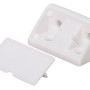 Weißer Universal-Eckverbinder (20x20x43mm) aus Kunststoff mit Abdeckkappe, 4er-Set.