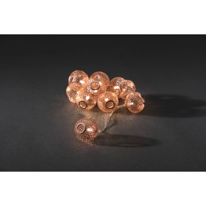 Konstsmide LED-Lichterkette mit kupferfarbenen Metallkugeln, 10 warmweiße Dioden für Innen.