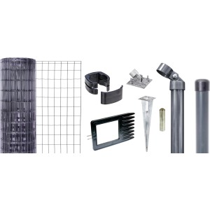 Metallzaun-Set Fix-Clip Pro, 153 cm x 25 m, Anthrazit, für Einschlagbodenhülsen. Gartenzaun Komplettset.