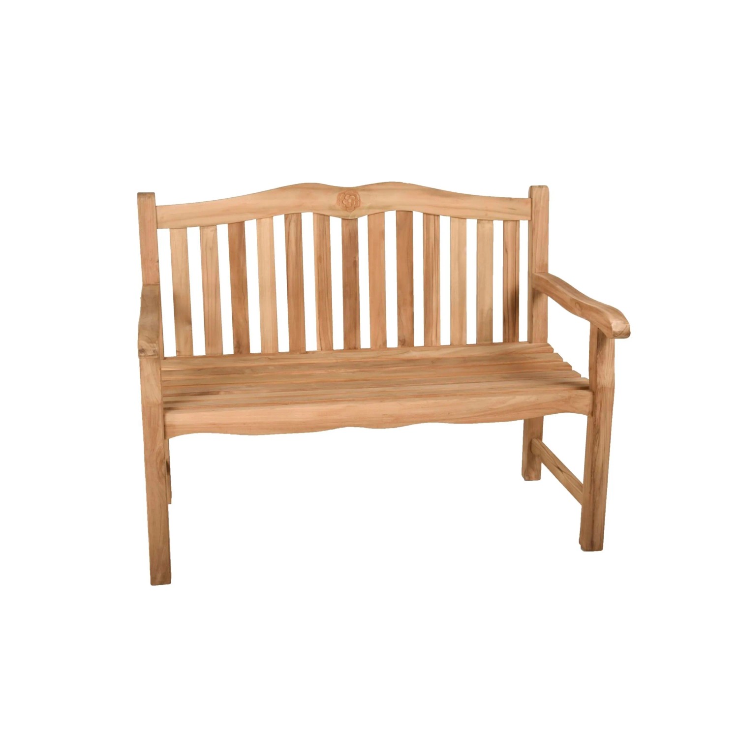 DELUKE Gartenbank NINA 2-Sitzer 120cm Breit Teak Hellbraun Terrassenbank Wetterfest Sitzbank Outdoor Bank