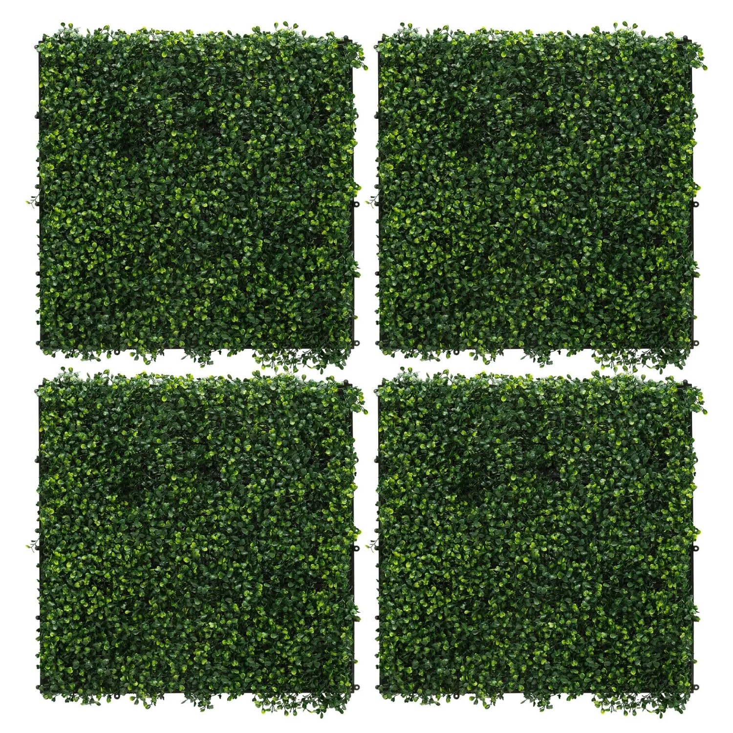 ECD Germany Künstliche Pflanzenwand Indoor Outdoor Kunstpflanzen Wand 4er Set 50x50 cm Grün Classic Buxus
