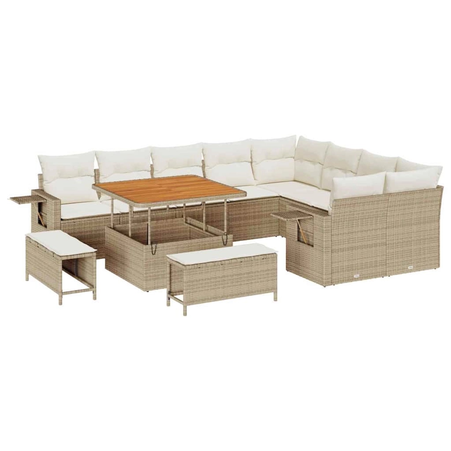 vidaXL Garten-Sofa-Set 12-Tlg Beige Poly Rattan 3361776 günstig online kaufen