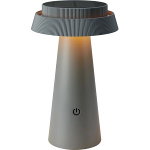 Dunkelgraue Solar-Tischleuchte Nerano, Ø 14x23 cm, mit Solarpanel und warmweißem Licht.