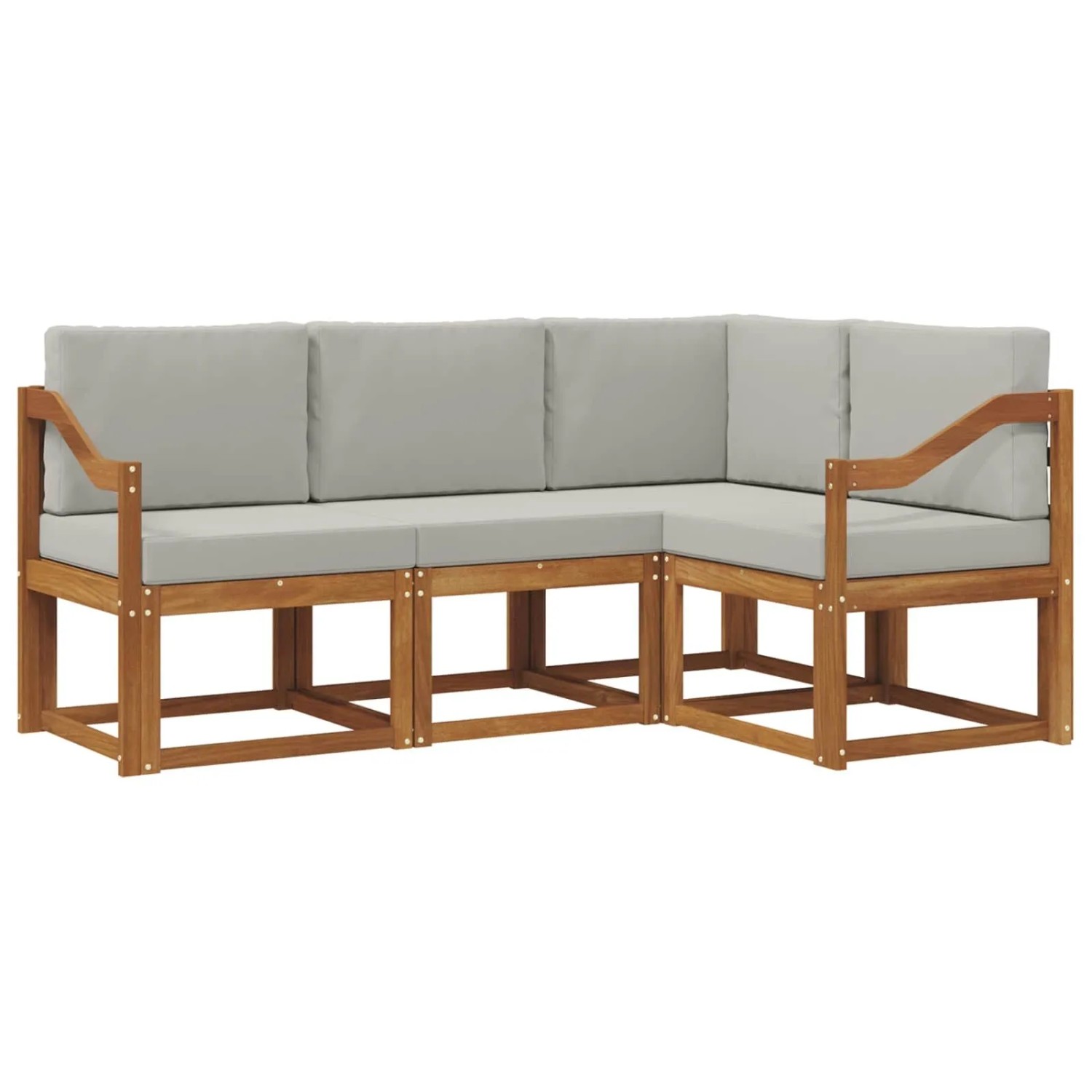 vidaXL Outdoor-Sofagarnitur mit Kissen 4 Stk Natur und Hellgrau 3366339