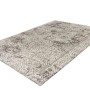 Grauer Kurzflor Teppich im Vintage-Look, 160x230 cm, mit orientalischen Mustern.