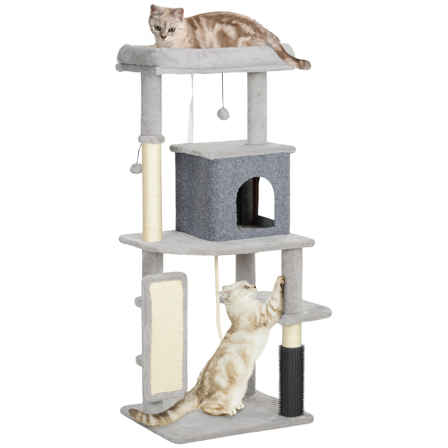 PawHut Kratzbaum Spanplatte Polyester Hellgrau 55L x 44B x 132H cm