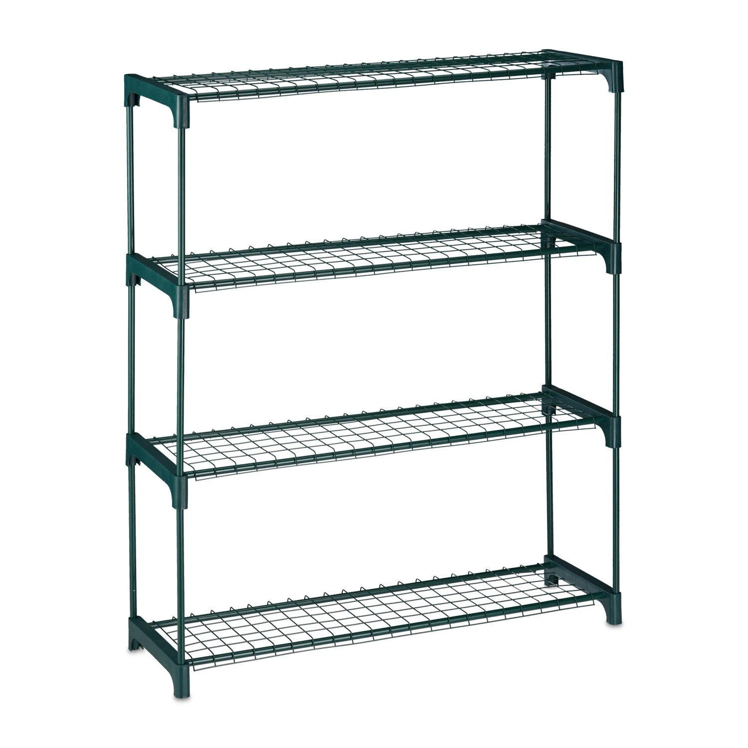 Relaxdays Pflanzenregal Metall Kunststoff Grün 4 Ablagen Stecksystem 109 cm x 91 cm x 28,5 cm 2,9 kg
