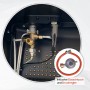 Detailaufnahme TroniTechnik Gasheizer mit Gasschlauch und Druckregler.