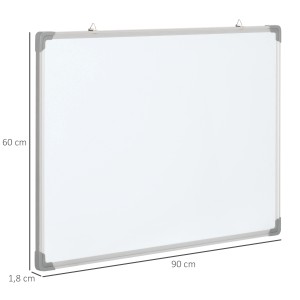HOMCOM Whiteboard, 90x60 cm, zur Wandmontage. Magnetische Bürotafel für Notizen und Präsentationen.