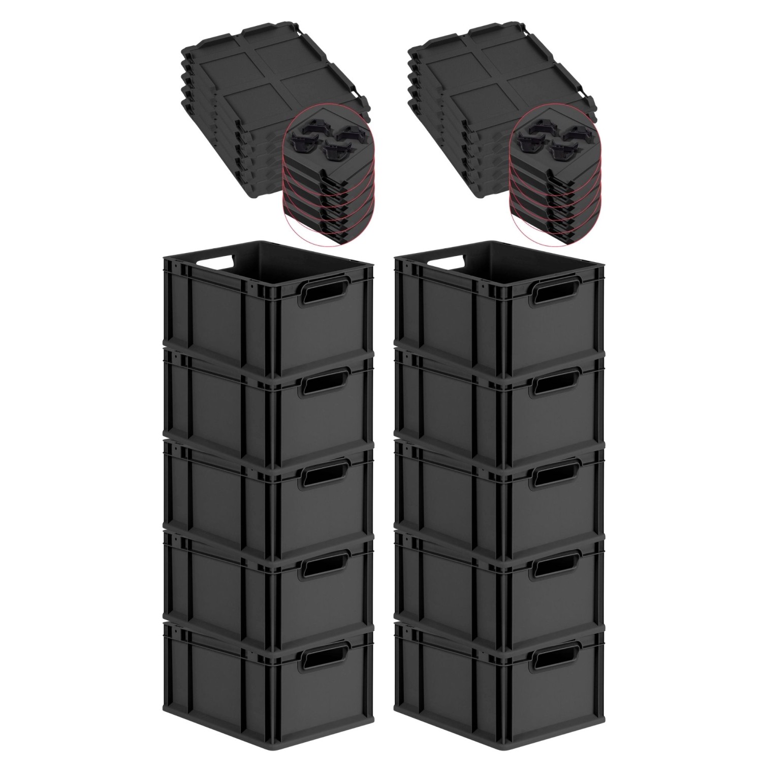 PROREGAL SparSet 10x Eurobox Nextgen Grip Mit Auflagedeckel Und Schwarzen V günstig online kaufen