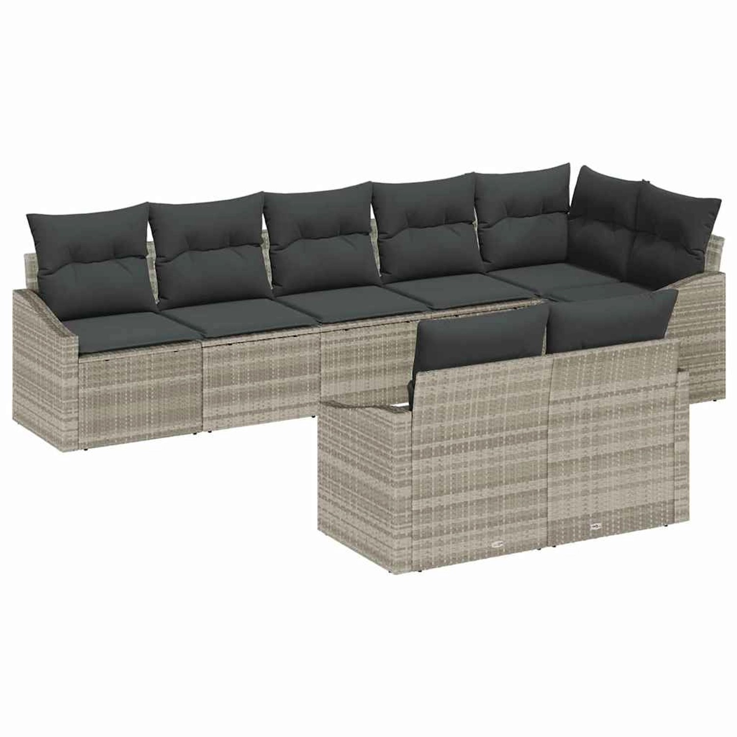 vidaXL Garten-Sofa-Set 8-Tlg Hellgrau Poly Rattan 3346772 günstig online kaufen