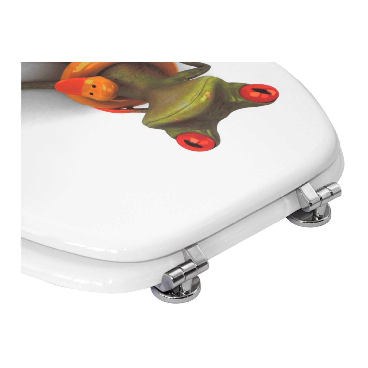 Sanilo WC-Sitz Froggy aus Holz, mit Frosch-Motiv für Standard WC-Becken.