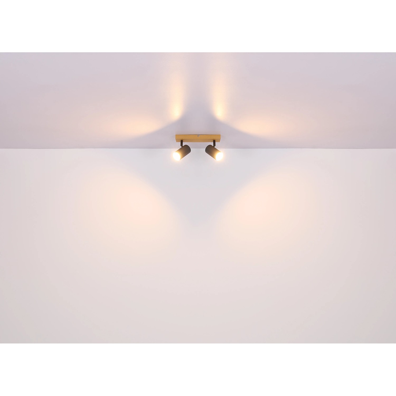 Globo Strahler Robby, 2-flammig, Graphit/Holzoptik, moderner Spot für GU10 Leuchtmittel.