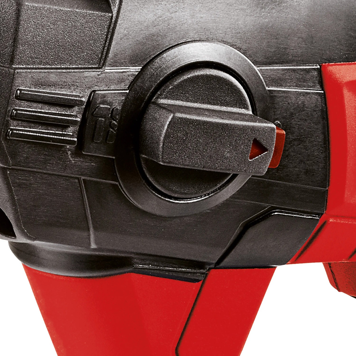 Detailaufnahme des Funktionswahlschalters am Einhell Akku-Bohrhammer TE-HD 18 Li-Solo.
