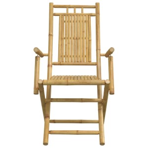 Bambus Gartenstuhl, Teil des vidaXL Bistro-Sets, klappbar und naturbelassen.