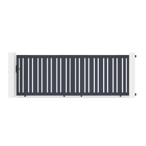Casanoov Schiebetor Veymont, 4m breit, Aluminium, grau. Gartentor mit Lamellen-Design.