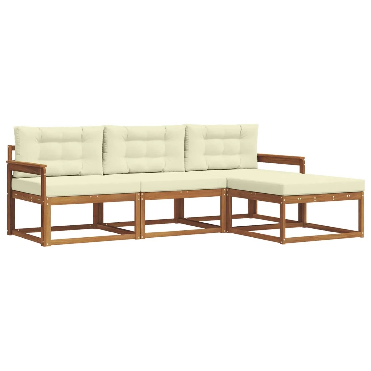vidaXL Outdoor-Sofagarnitur mit Kissen 4-Tlg Natur und Creme 3367393