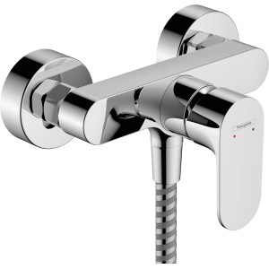 Hansgrohe Rebris S Aufputz-Brausemischer in Chrom mit Brauseschlauch.