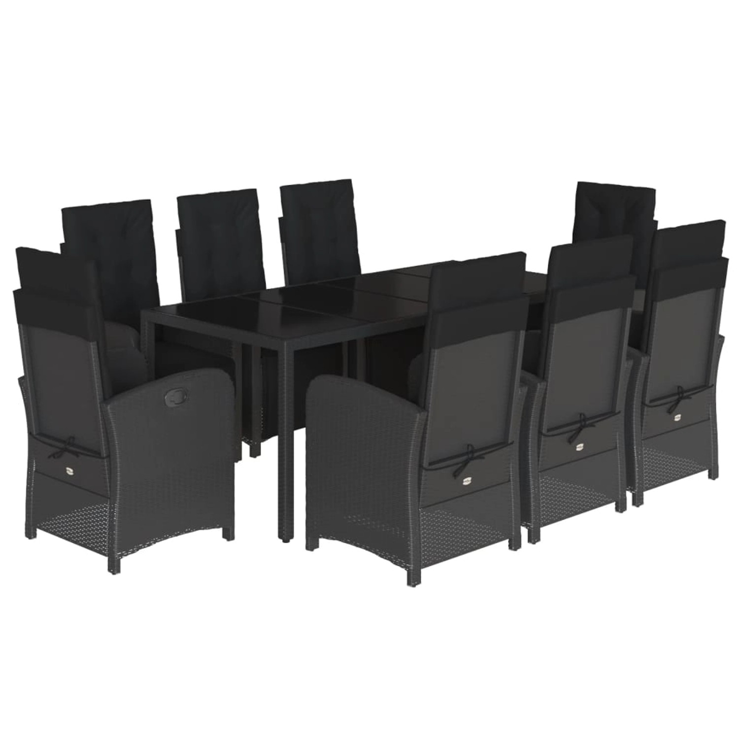 vidaXL 9-Tlg Garten-Essgruppe mit Kissen Schwarz Poly Rattan 3212461 günstig online kaufen
