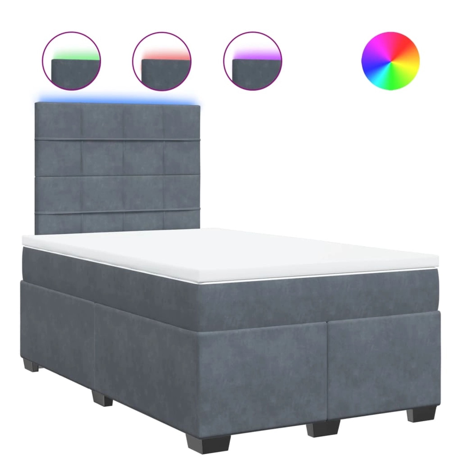 vidaXL Boxspringbett mit Matratze Dunkelgrau 120x200 cm Samt 3293183 günstig online kaufen