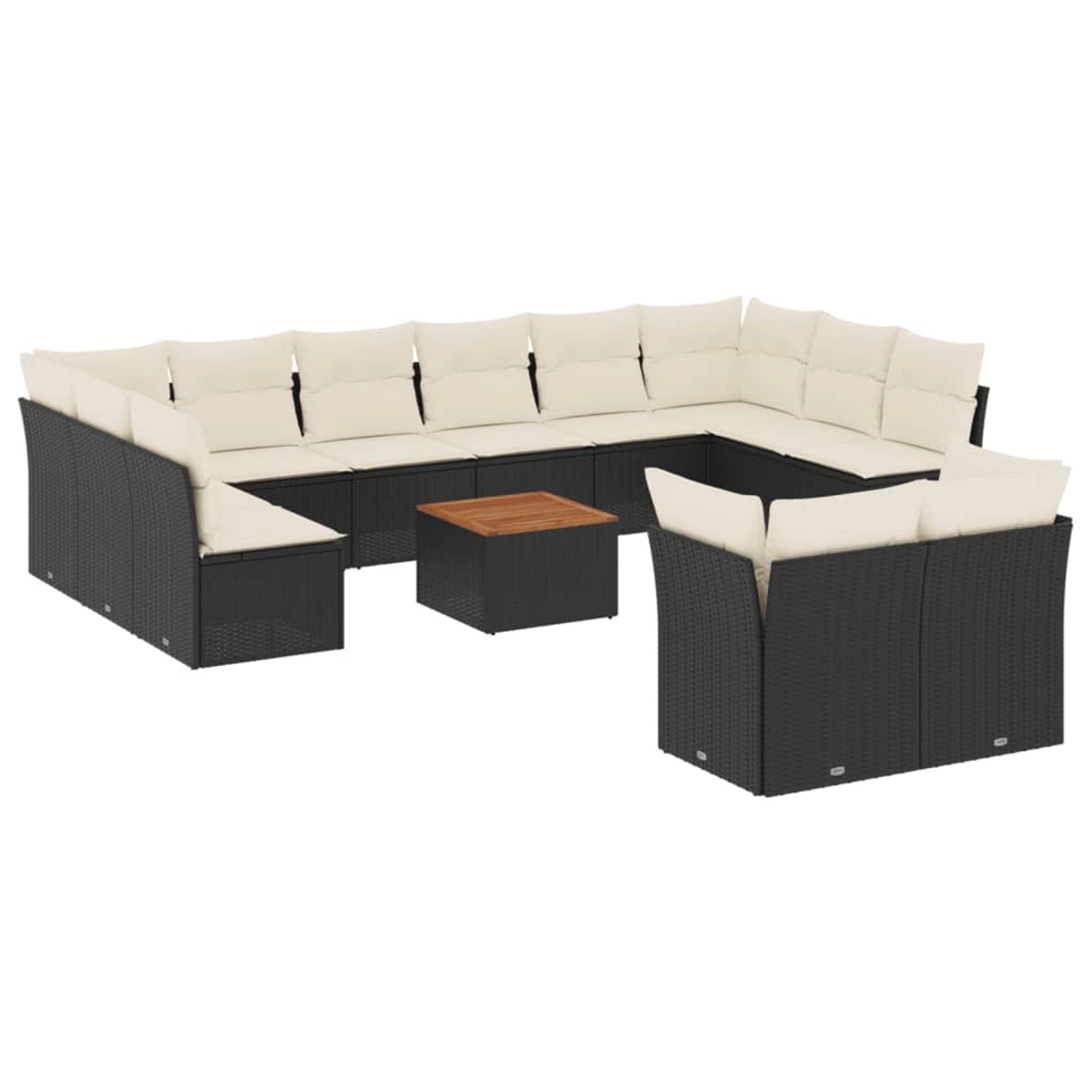 vidaXL 13-Tlg Garten-Sofagarnitur mit Kissen Schwarz Poly Rattan 3256245 günstig online kaufen