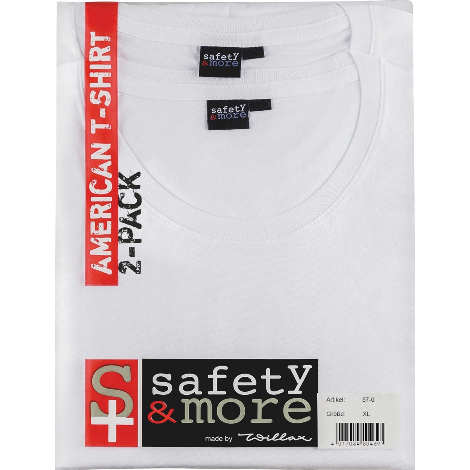Safety&More American-T-Shirt 2er-Pack Weiß Größe XL