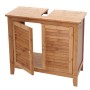 Bambus Waschbeckenunterschrank mit Lamellentüren, Siphon-Aussparung, 60x67x30cm. Heller Badschrank.