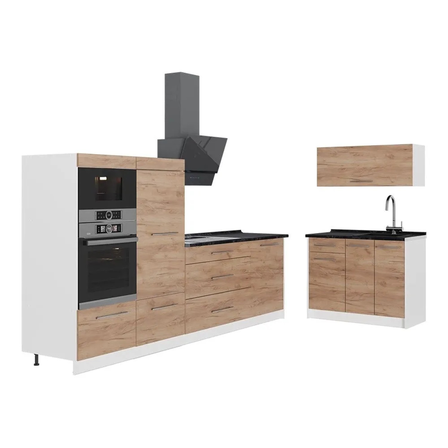 Vicco Küchenzeile Fame-Line Goldkraft Eiche 380 x 154 AP Anthrazit Art Nr 62942