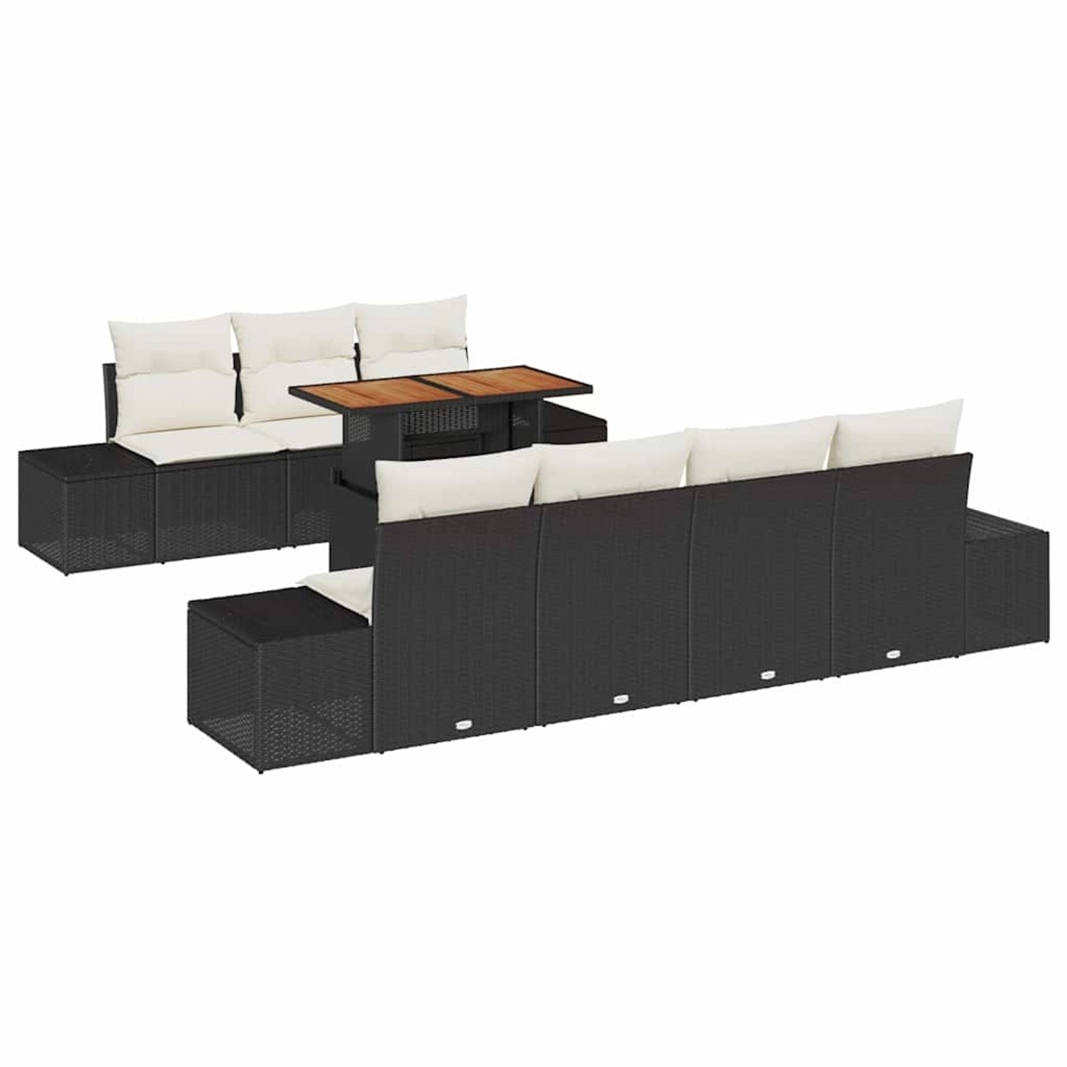 vidaXL Garten-Sofa-Set mit Speicher 8-Tlg Schwarz Poly Rattan 3358658 günstig online kaufen