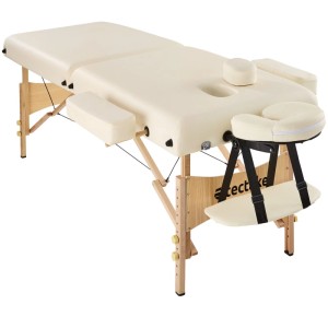 Tectake 2 Zonen Massageliege Set Suman Breite 59 cm  Polsterung 7 5 cm Inklusive Lagerungsrollen und Tragetasche  187 x 59 x 65 50 cm Beige