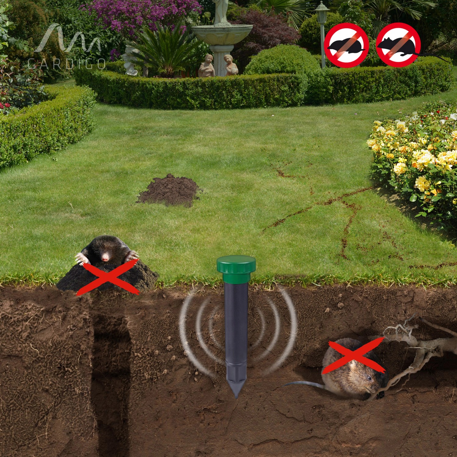 Maulwurfschreck Gardigo Maulwurfabwehr 2er Set Wühlmausschreck Wühltierabwehr - Foto 8