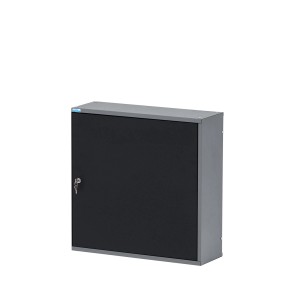 Küpper Hängeschrank, eintürig, mit 6 Sichtboxen, 60x60x20 cm, schwarz-hellgrau.