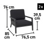 Detailaufnahme Lounge-Sessel Springtown, Aluminium schwarz, Maße: 76x76,5x85cm, Sitzhöhe 39,5cm, 2 Stück
