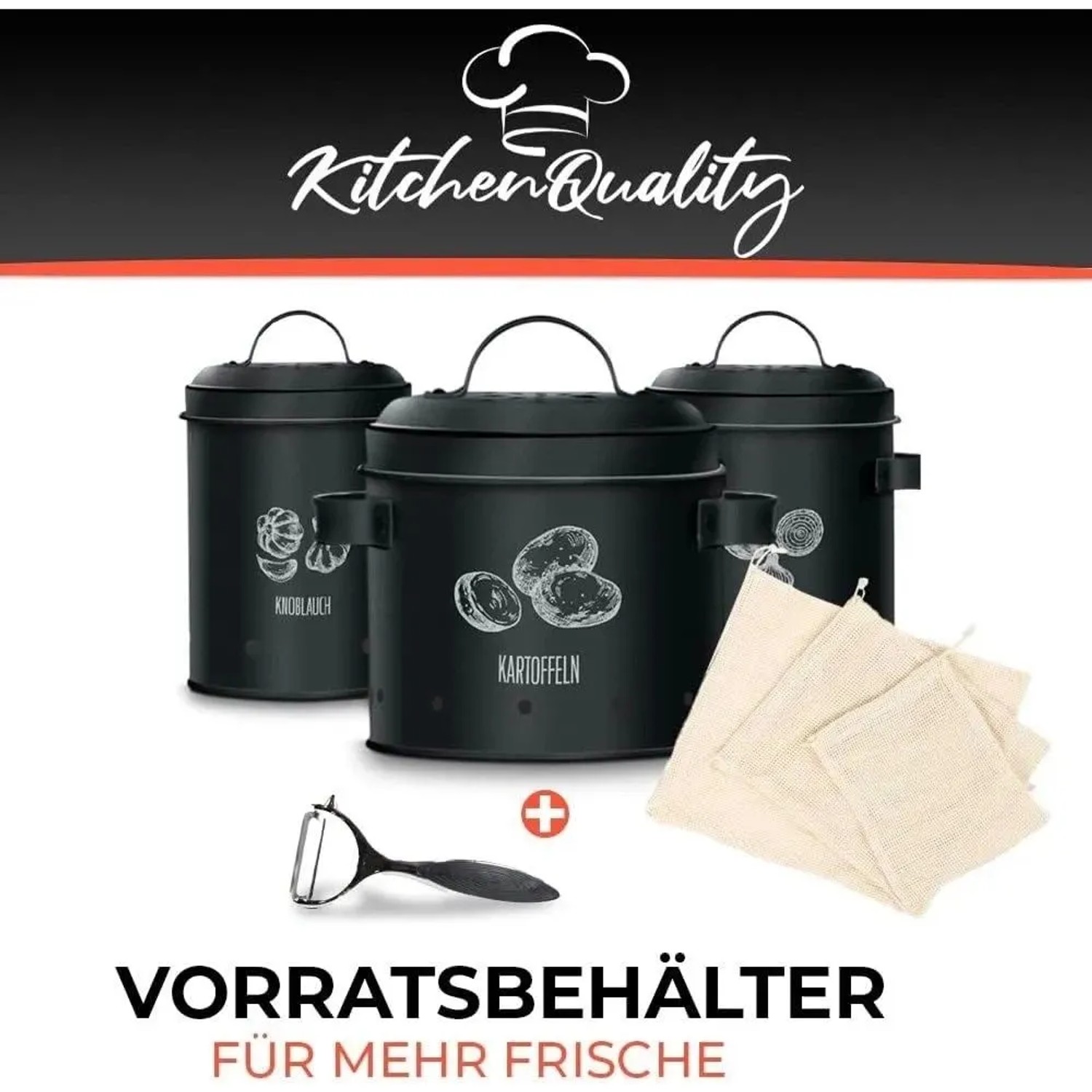 KitchenQuality Kartoffelaufbewahrungsbox 3er-Set aus Metall inkl. Schäler & Beutel kaufen bei OBI