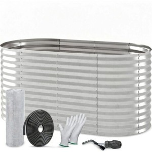 TTL GARDEN Ovales Garten-Hochbeet SPIRIT M 160×80×80 cm – Großes Metall Hochbeet Verzinkt in Silber für Garten & Terrasse