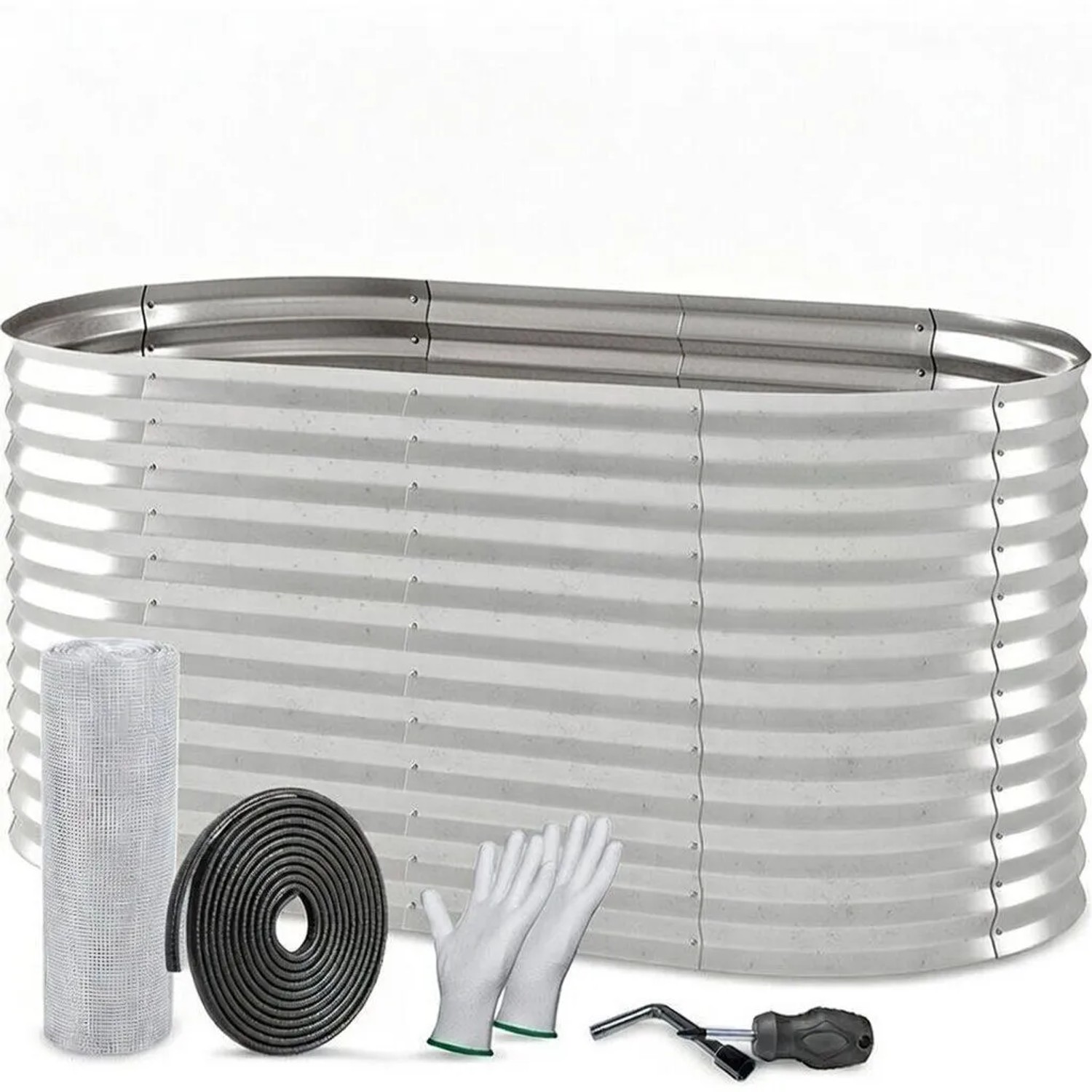 TTL GARDEN Ovales Garten-Hochbeet SPIRIT M 160×80×80 cm – Großes Metall Hochbeet Verzinkt in Silber für Garten & Terrass...