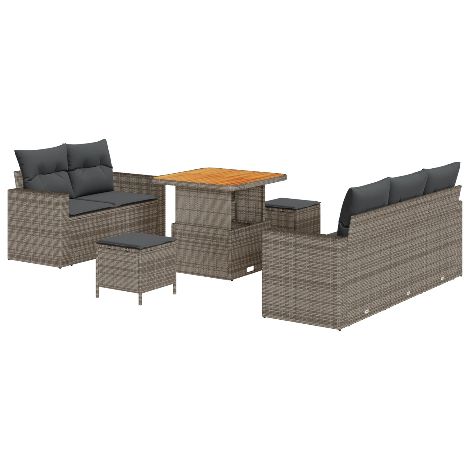 vidaXL Garten-Sofa-Set Höhenverstellbar 8-Tlg Grau Poly Rattan 3361558 günstig online kaufen