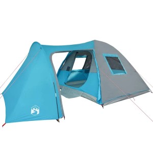 Blaues Kuppelzelt für 6 Personen von vidaXL, wasserdicht, ideal für Campingausflüge.