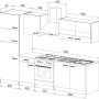 Respekta Küchenzeile KB270ESSCGKE, 270 cm, Schwarz/Eiche Sägerau Nachbildung, mit E-Geräten und Spüle.