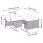 vidaXL Garten-Sofa-Set, 9-teilig, beige Poly Rattan, mit Maßen. Ideal für Terrasse & Garten.