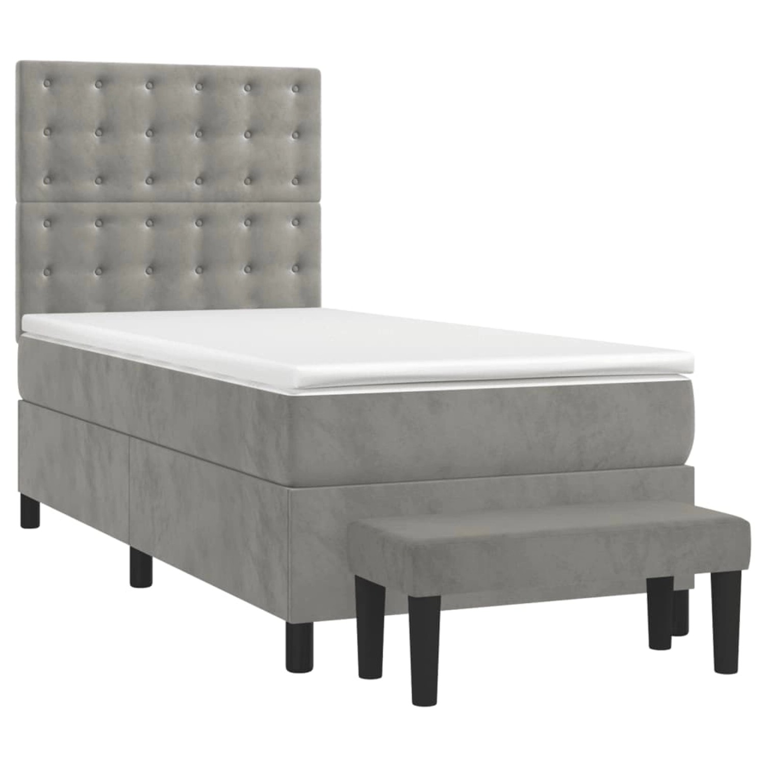 vidaXL Boxspringbett mit Matratze Hellgrau 90x200 cm Samt1357130 günstig online kaufen