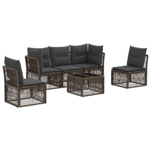 vidaXL Gartensofa-Set 6-Tlg Grau Poly-Rattan 3434156