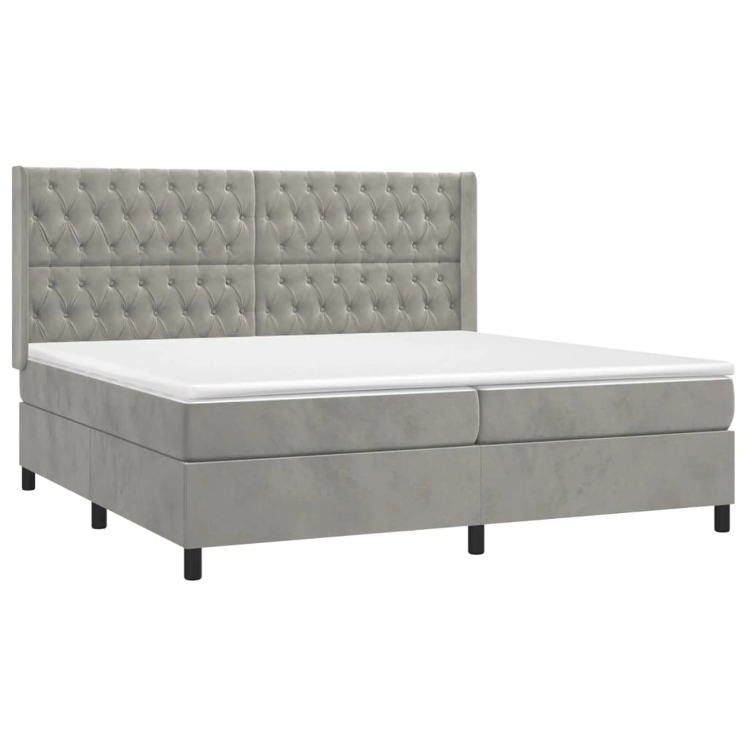 vidaXL Boxspringbett mit Matratze & LED Hellgrau 200x200 cm Samt 3139763 günstig online kaufen