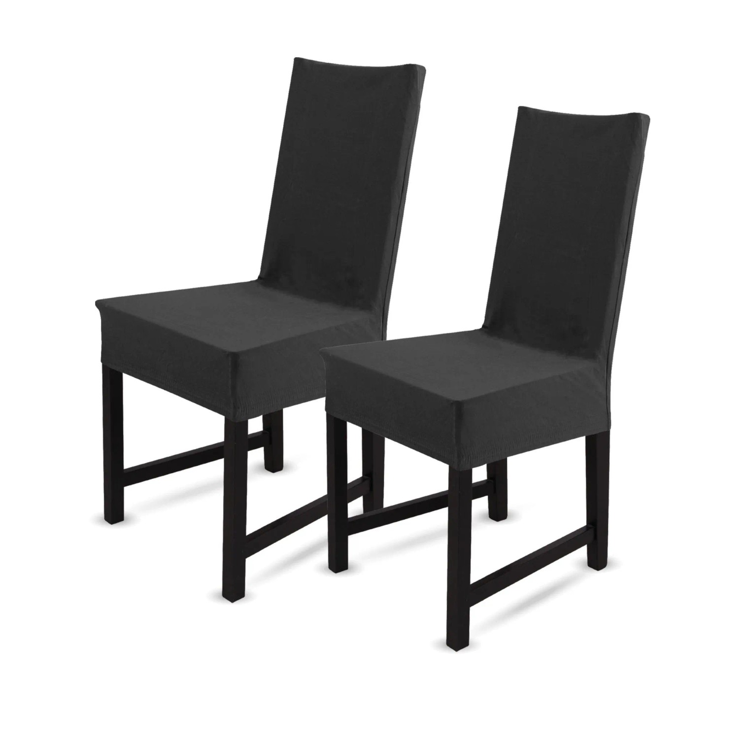 Bestlivings Stuhlhusse mit Geradem Abschluss Baumwolle Schwarz 2er Pack