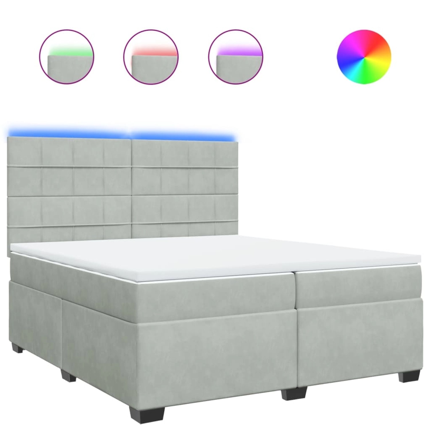 vidaXL Boxspringbett mit Matratze Hellgrau 200x200 cm Samt 3293302 günstig online kaufen
